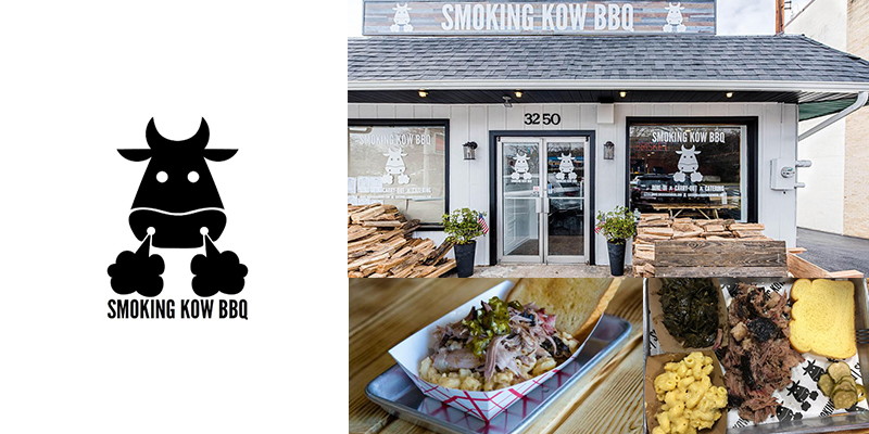 ایده طراحی لوگوی رستوران غیررسمی - نمونه لوگوی رستوران معروف غیررسمی smoking kow bbq